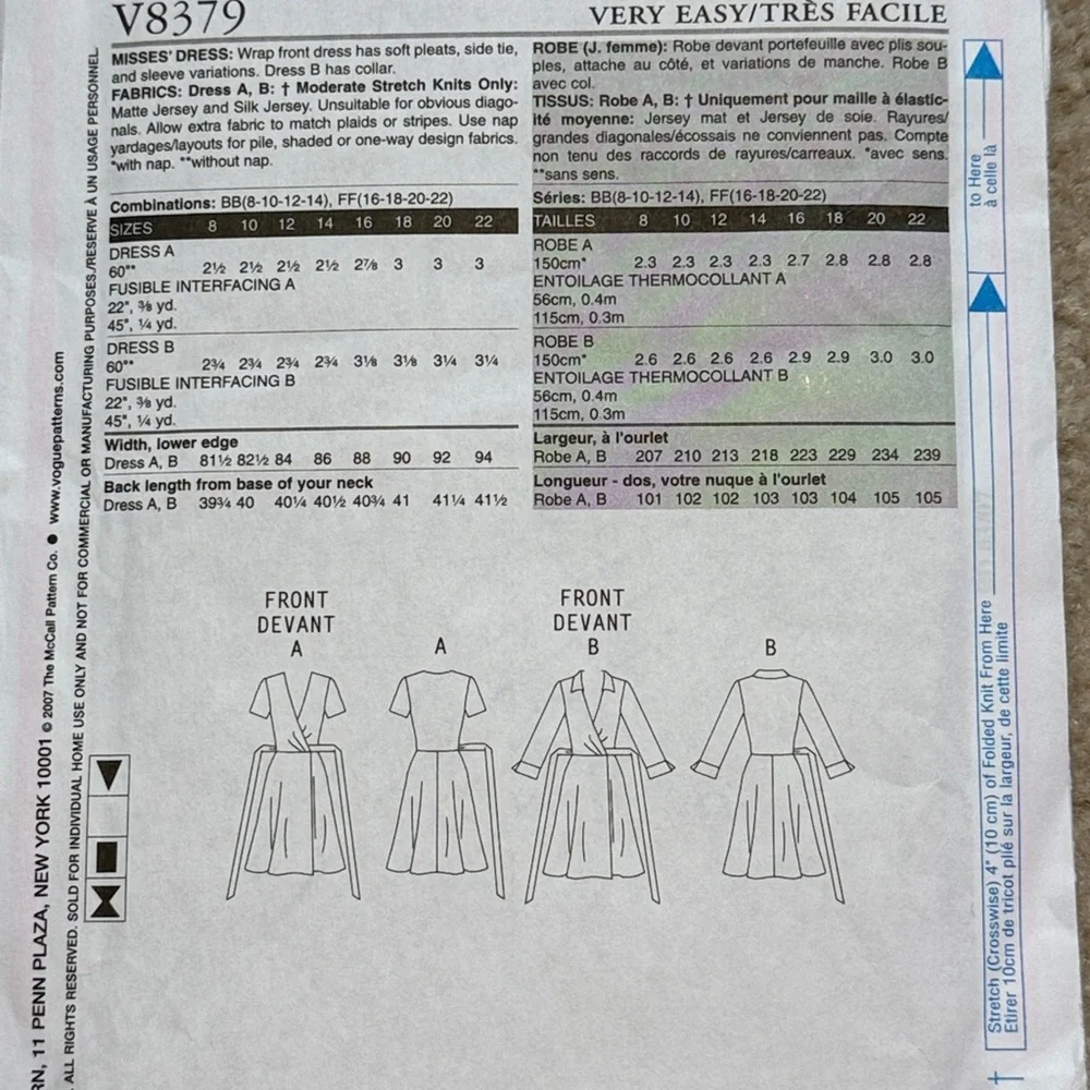 Vogue women's dress sewing pattern - Picture 3 of 3
